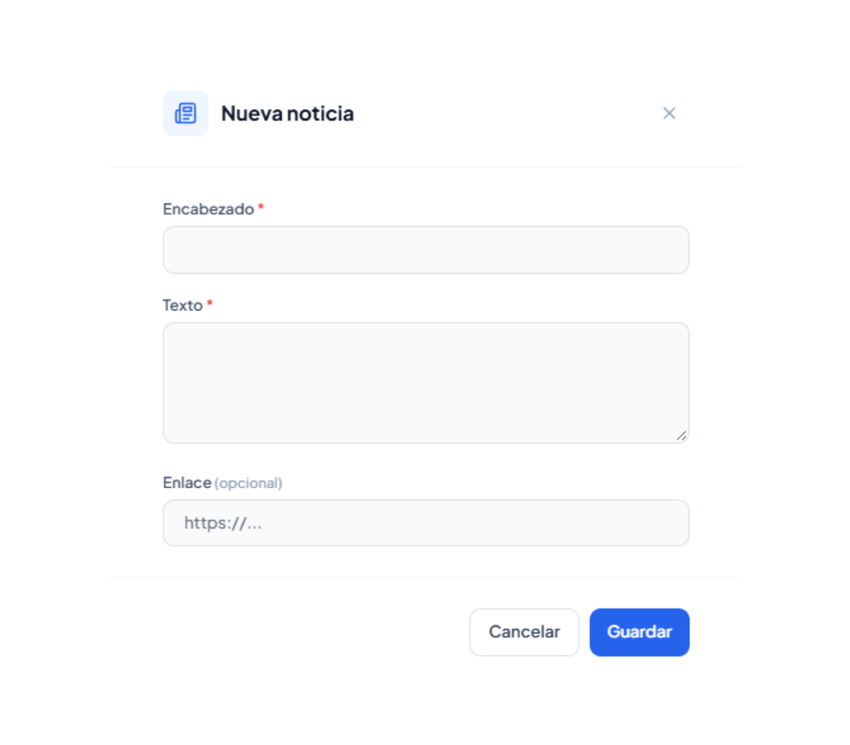 Panel de administración para actualizar el contenido público del portal